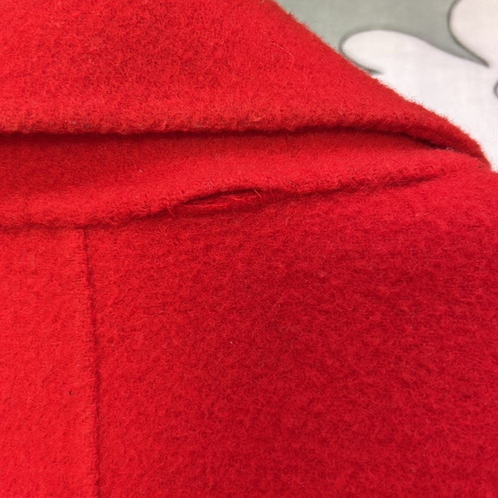AK Anne Klein Red Woolโ Blend Open Front Blazer Pockets Thick Festive Holiday L - Picture 17 of 17